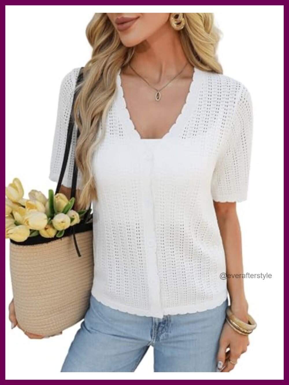 Lightweight Crochet Knit Short Sleeve Cardigan for Women Beach Cover Up V-Neck